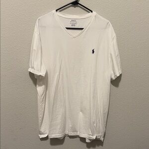 Polo by Ralph Lauren Men's White V-Neck Tee